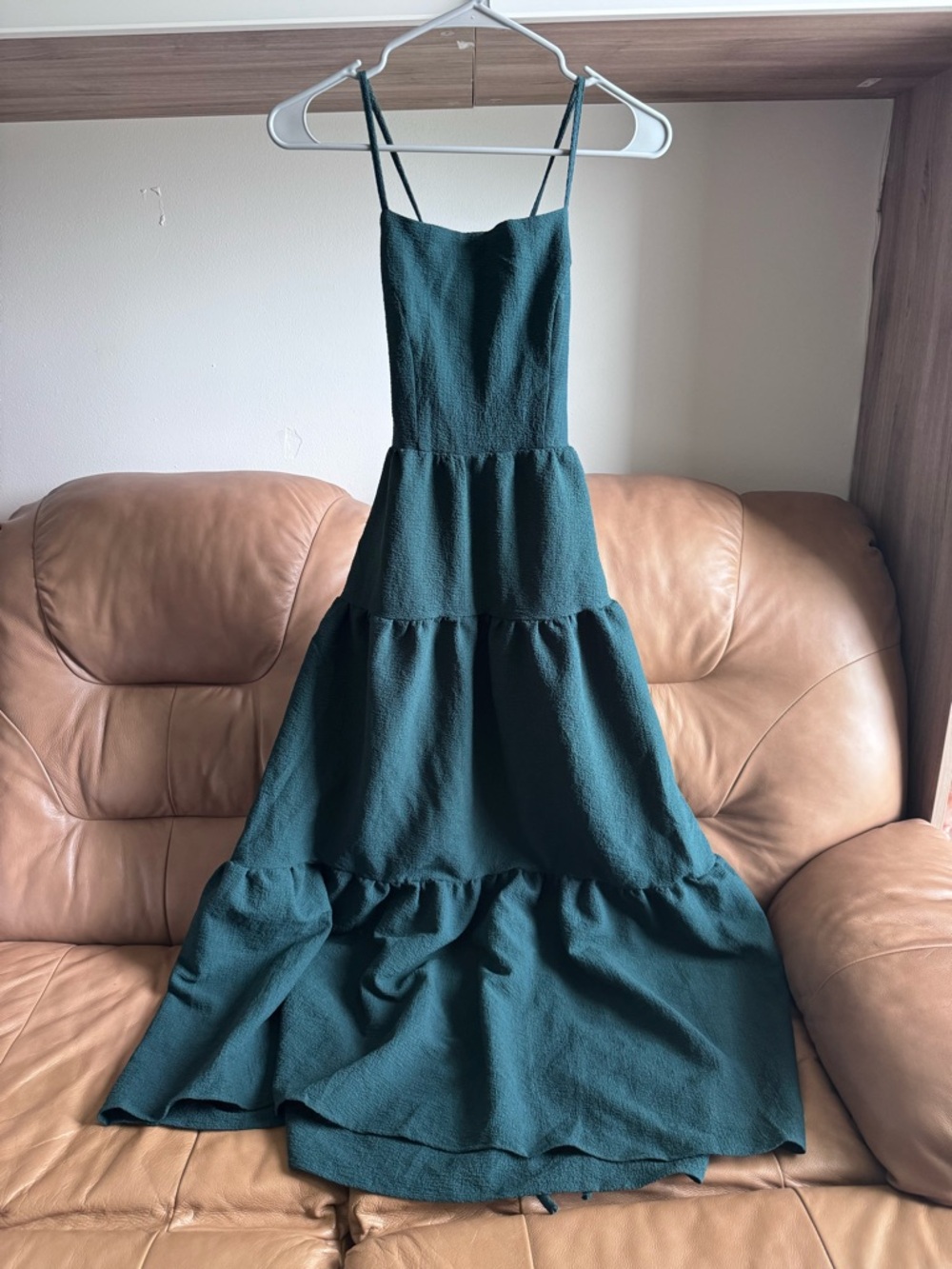 Cupshe Dark Green Tiered Spaghetti-Strap Maxi Dress
